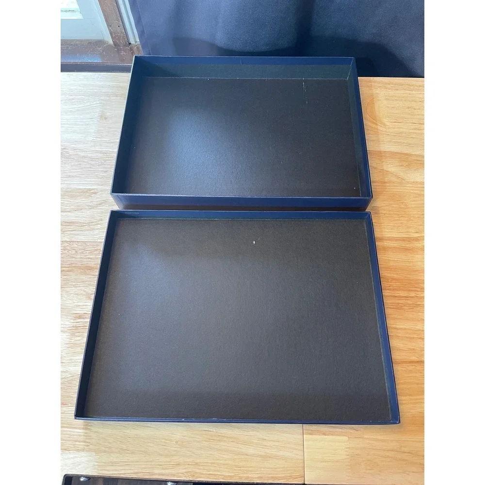 Ralph‎ Lauren Navy Blue Gold Logo Large Gift Box 14.5x11x1.75 Empty Designer Box